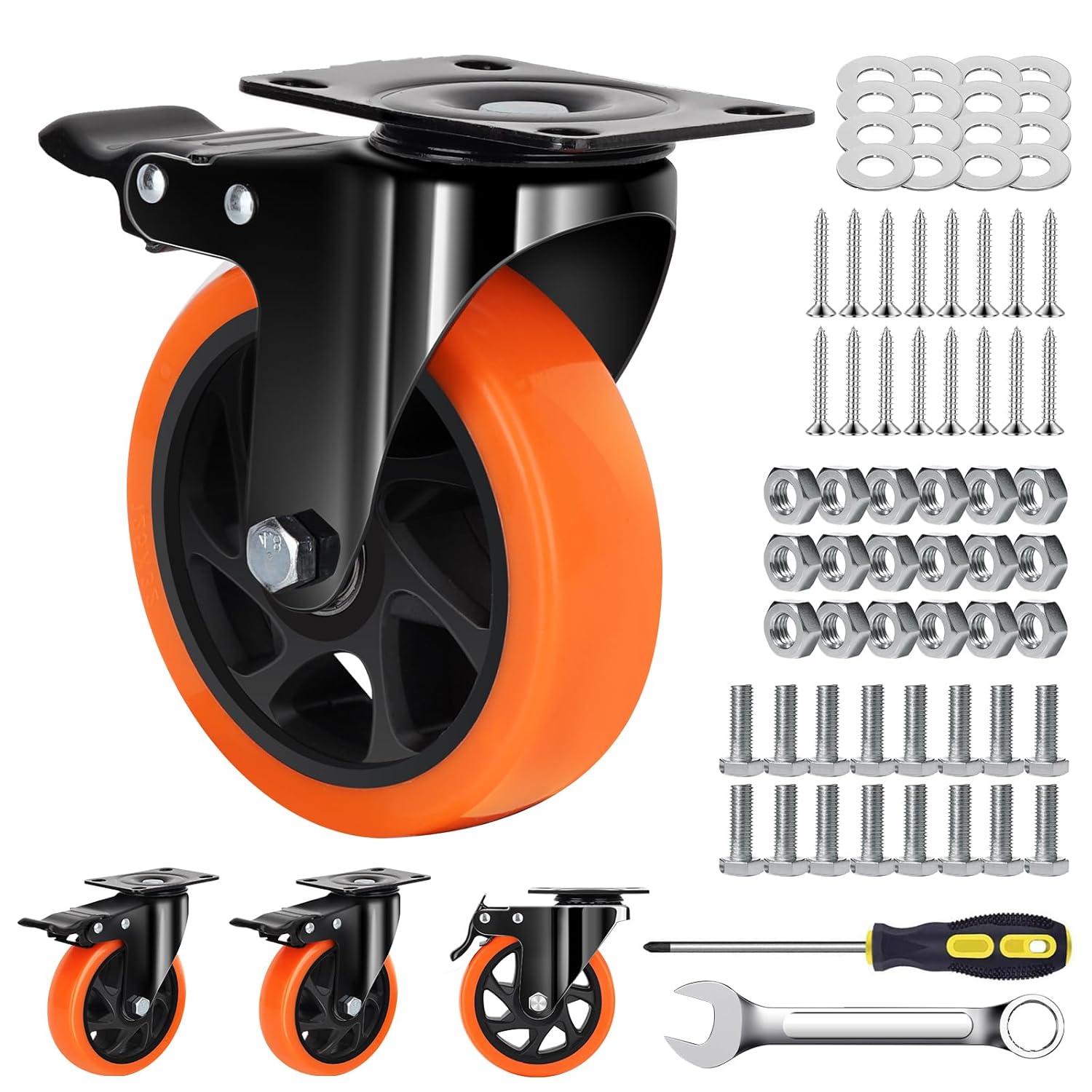 5-Inch Heavy Duty Caster Wheels for Smooth Rolling and Safety