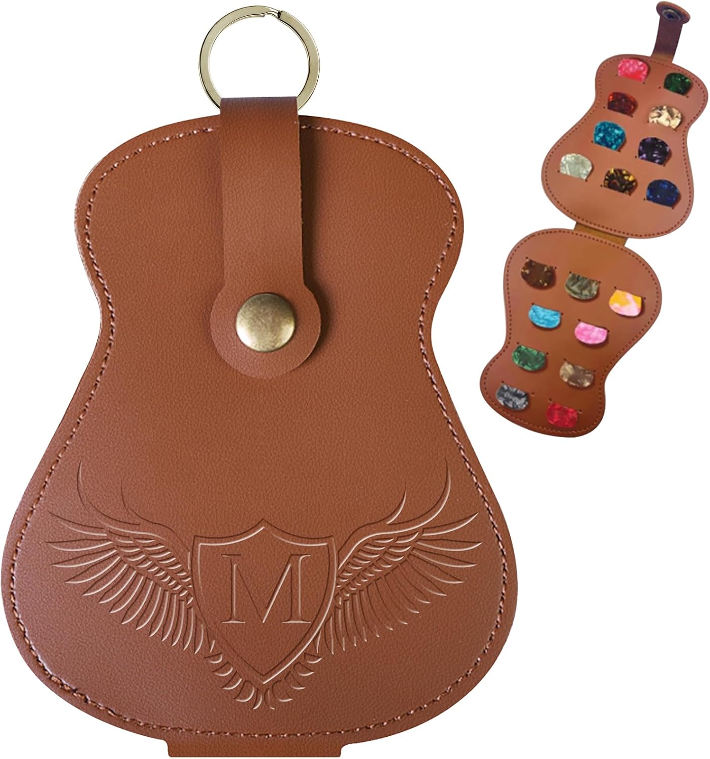 Custom Leather Guitar Pick Case - Portable Holder with 18 Slots
