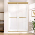 GETPRO Shower Door 44-48 in W x 75 in H Semi-Frameless - Brushed Gold