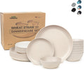 Wheat Straw Dinnerware Set for 8 - 24-Piece Unbreakable Plates & Bowls