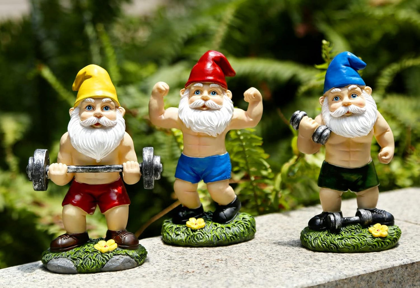 Funny Workout Garden Gnomes Statues Set for Outdoor Decor