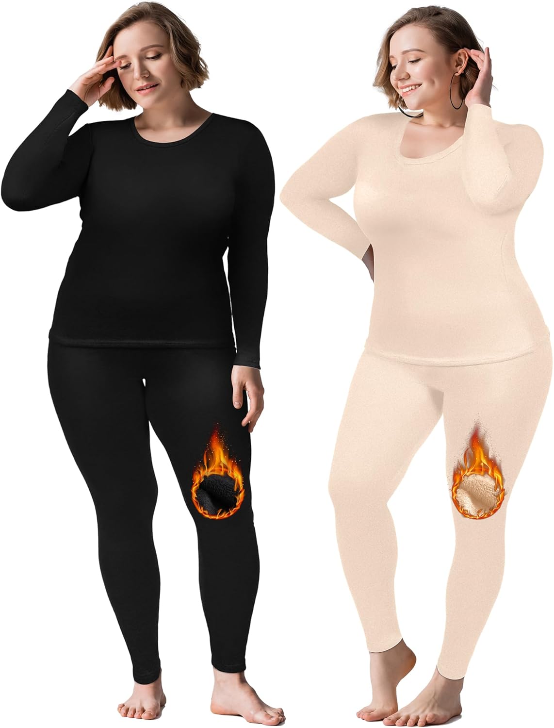 Patelai Plus Size Long Thermal Underwear for Women in Cold Weather
