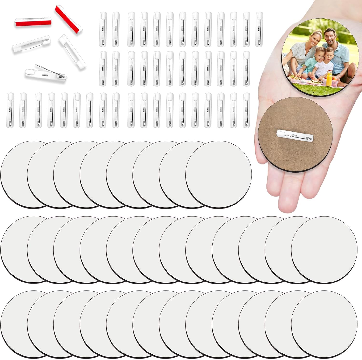 Sublimation Buttons Blanks with Pins for Creative DIY Crafts