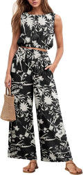 Women Sleeveless Crop Top and Wide Leg Pants Set - Lightweight 2025