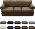 T Cushion Sofa Slipcovers Leather Look Couch Cover - Light Brown