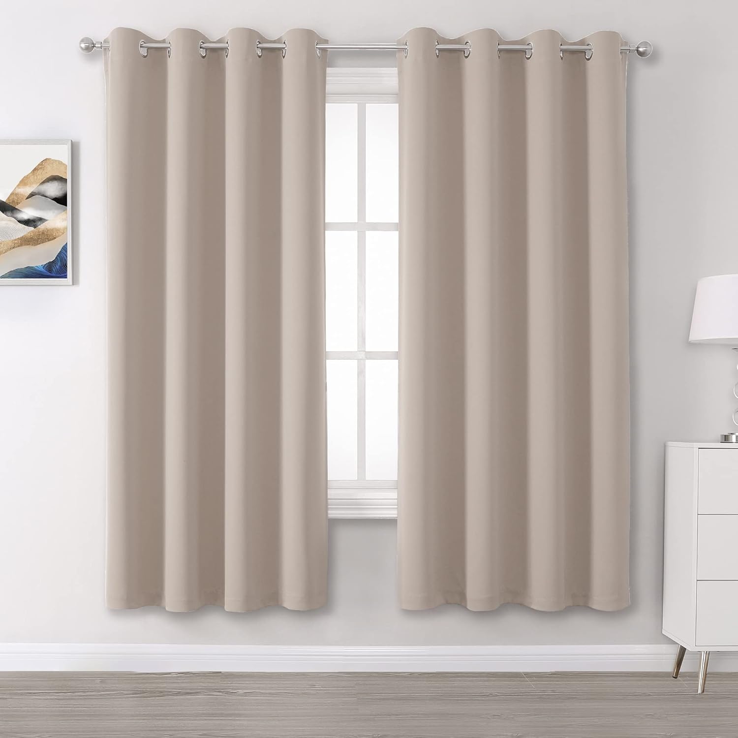 DUALIFE Light Brown Blackout Curtains for Living Room 63 in