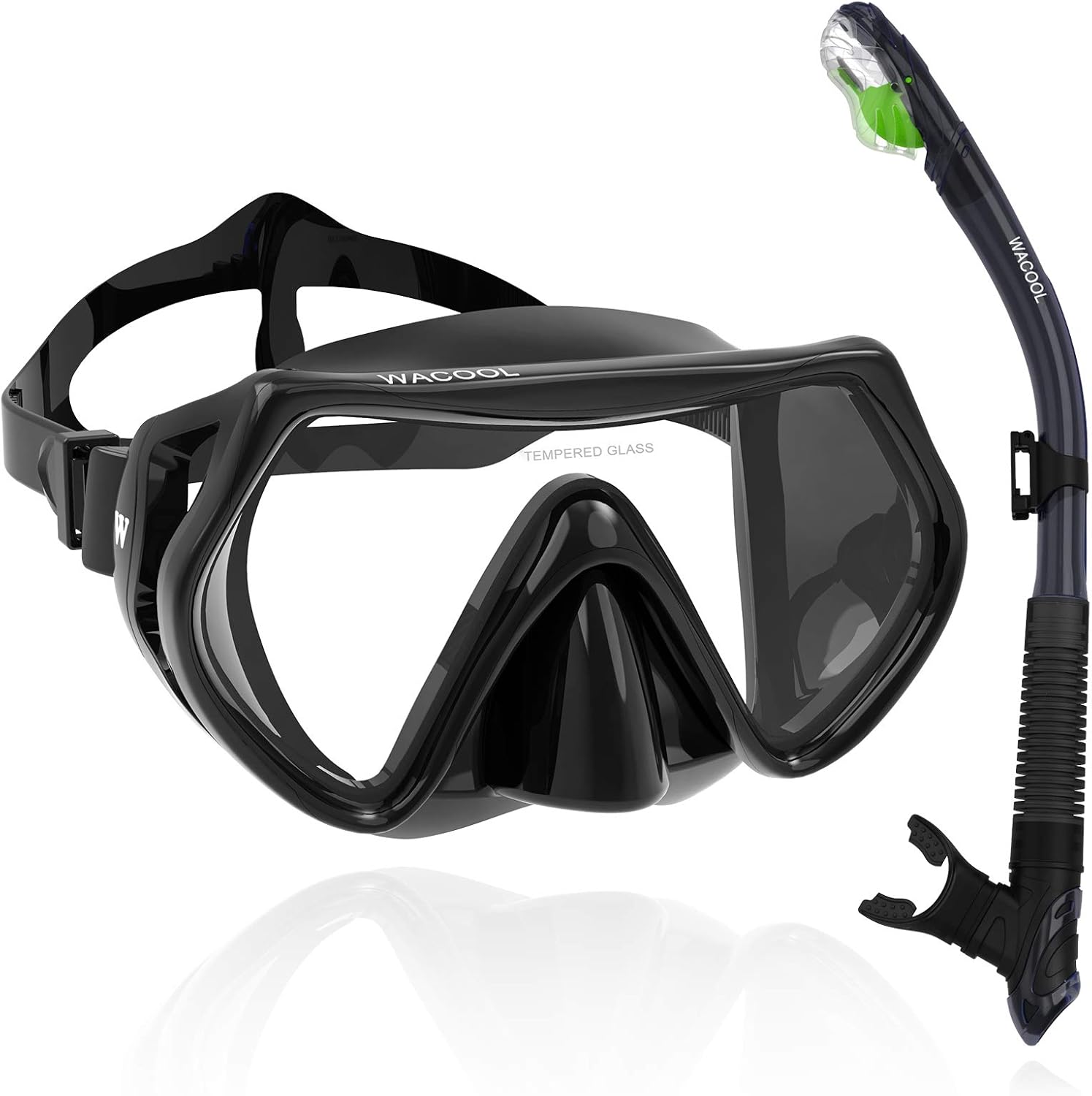 WACOOL Snorkeling Set Anti-Fog Glass Purge Valve