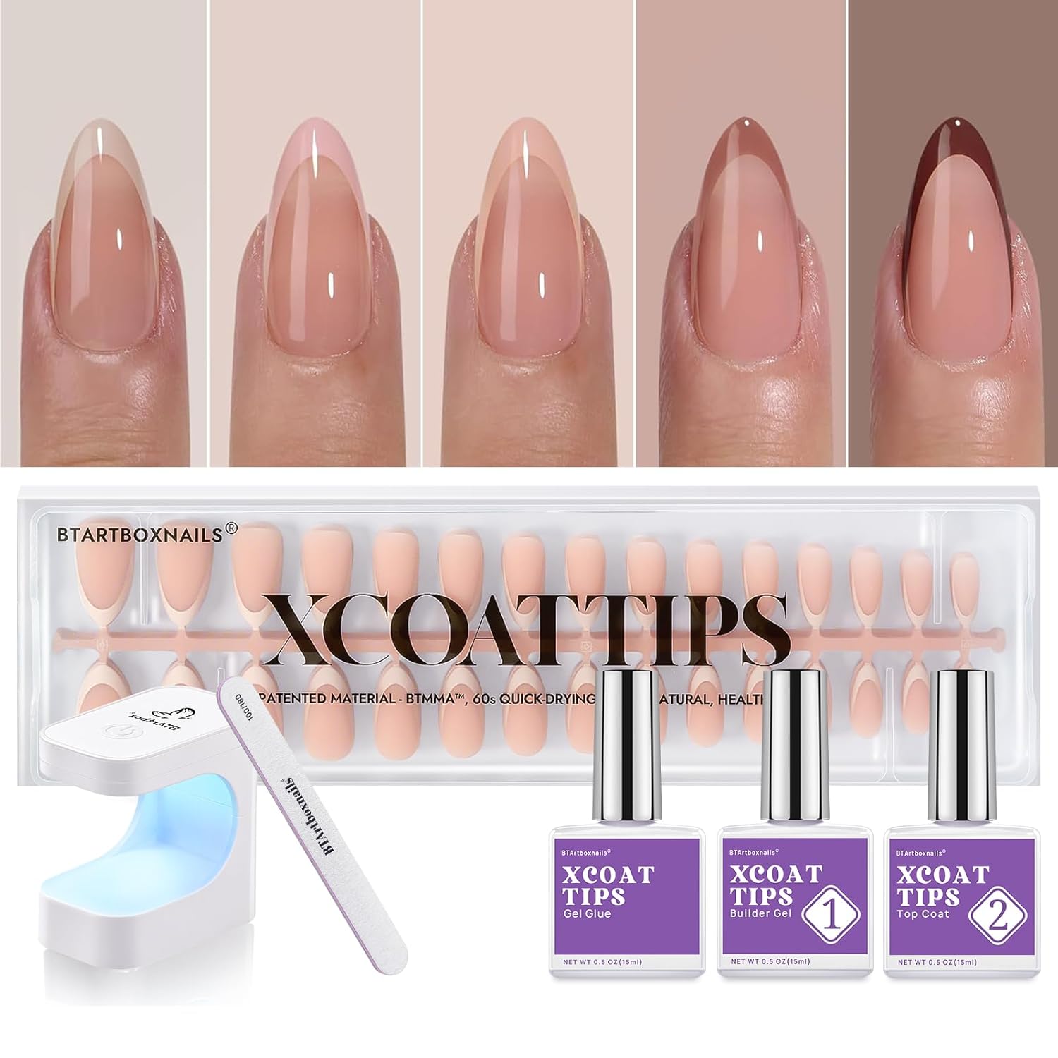 BTArtboxnails XCOATTIPS Press on Nails for Perfect French Tips