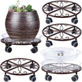 5 Pack Plant Caddy with Wheels 13.5 in Metal Plant Stand - Easy Moving