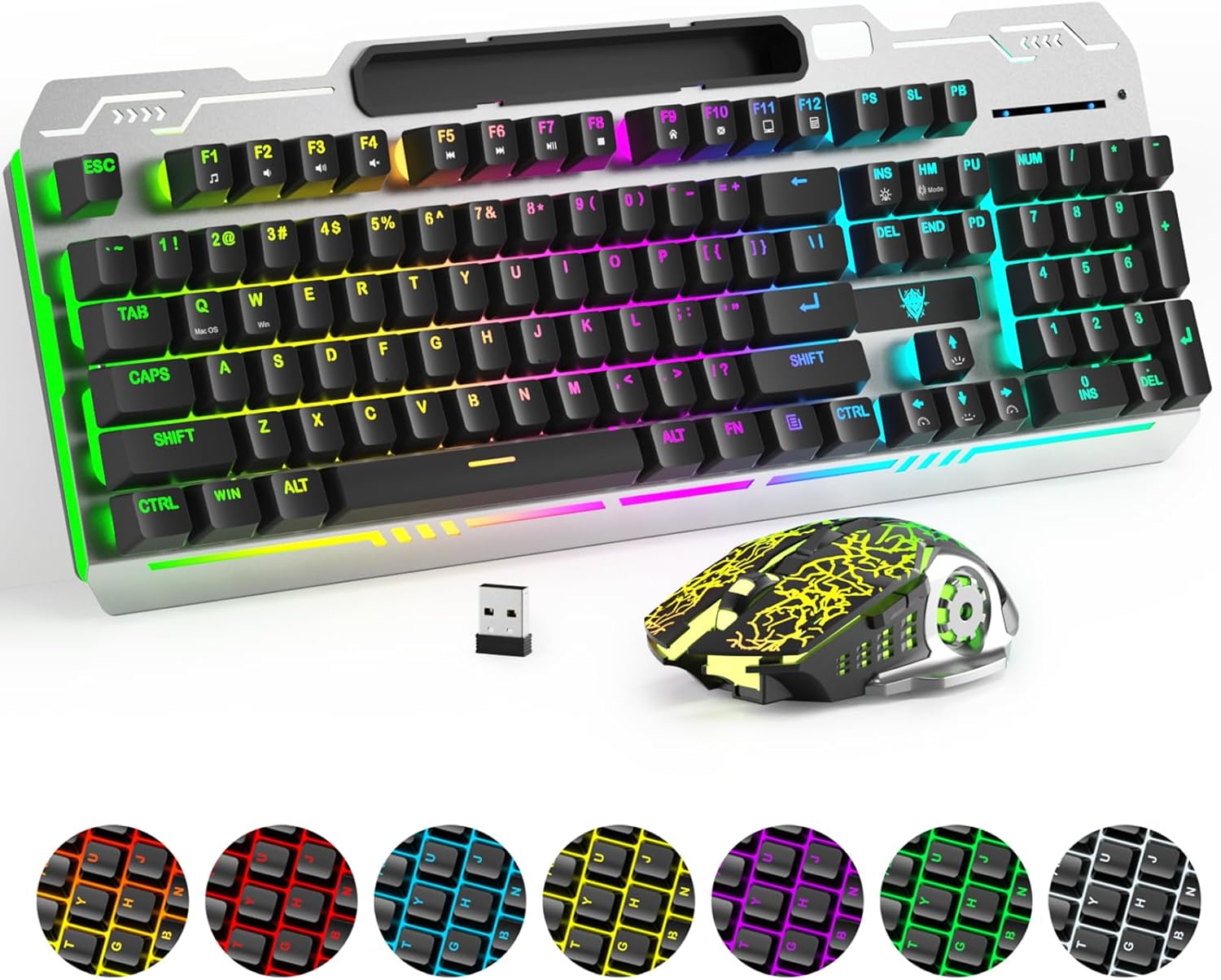 Qyszy88 Wireless Gaming Combo: RGB Backlit, Rechargeable Battery