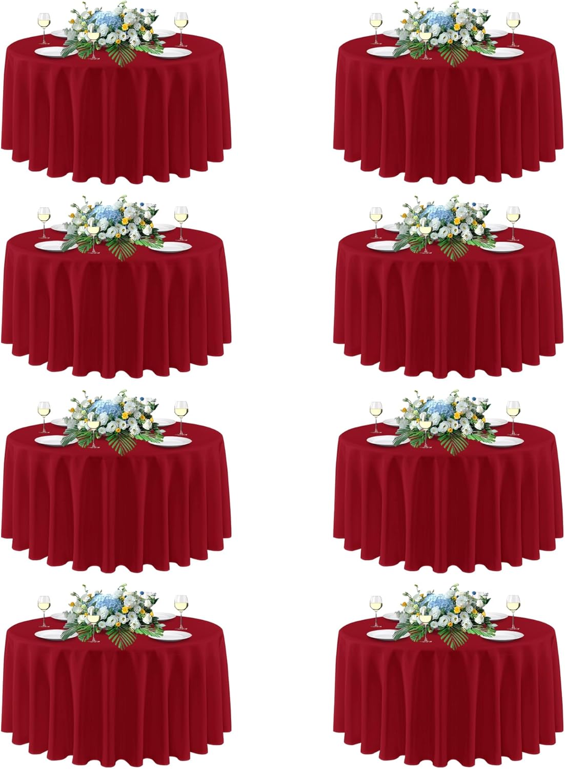 Sancua Christmas Red 90 Inch Round Tablecloth for Events
