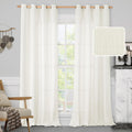 Cream White Linen Curtains 52 x 84 in Pair - Light Filtering Privacy