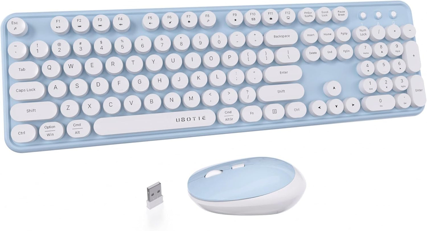 UBOTIE Colorful Wireless Keyboard Mouse Combo for Office Use