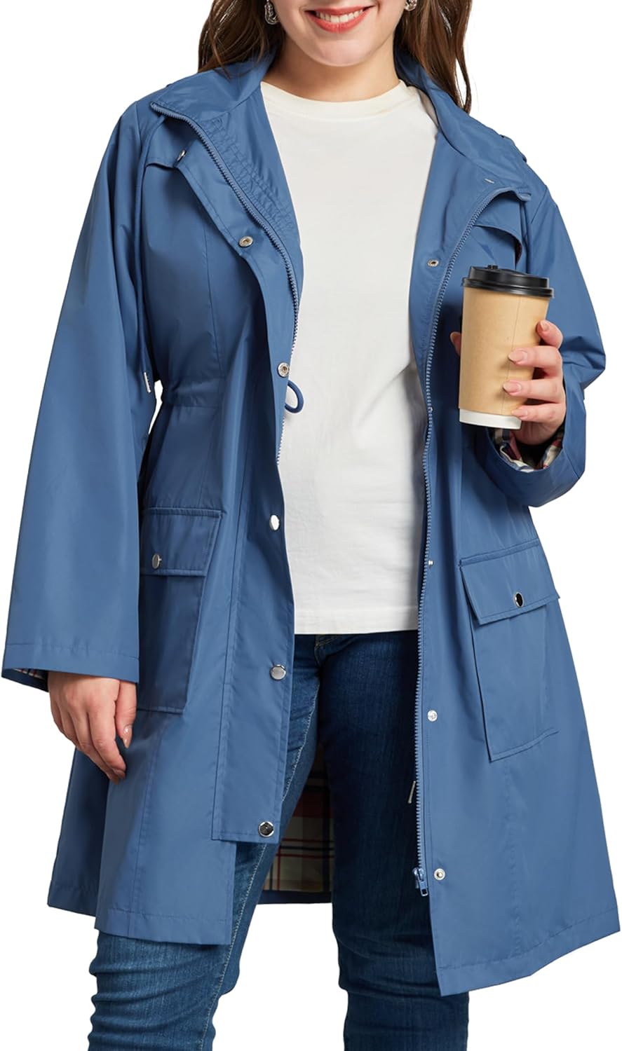 Kikibell Plus Size Rain Jackets for Women - Waterproof Windbreaker