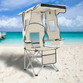 PLKO Camping Chair with Canopy - Portable Quad Lawn Recliner