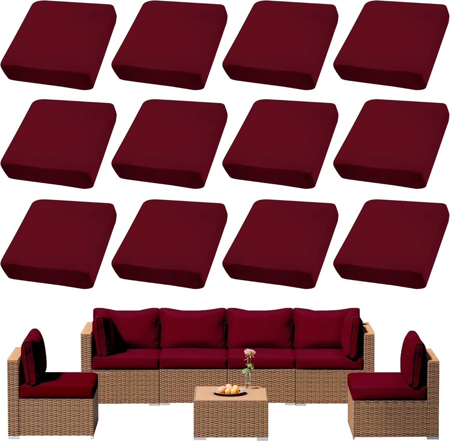 12Pcs Outdoor Patio Cushion Covers for Stylish Comfort