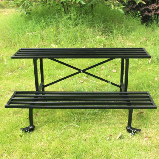 Sturdy 2 Tier Metal Plant Stand with Wheels for Indoor Outdoor Use