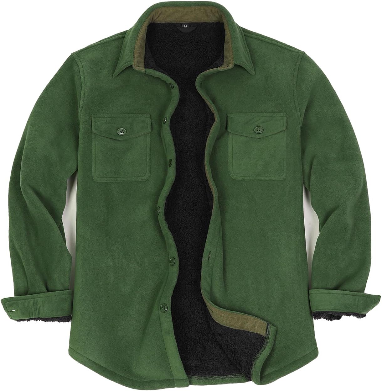 ZENTHACE Men's Warm Sherpa Lined Fleece Plaid Shirt Jacket