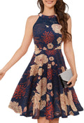 Women Halter Lace Cocktail Dress - Short Vintage A-Line Party