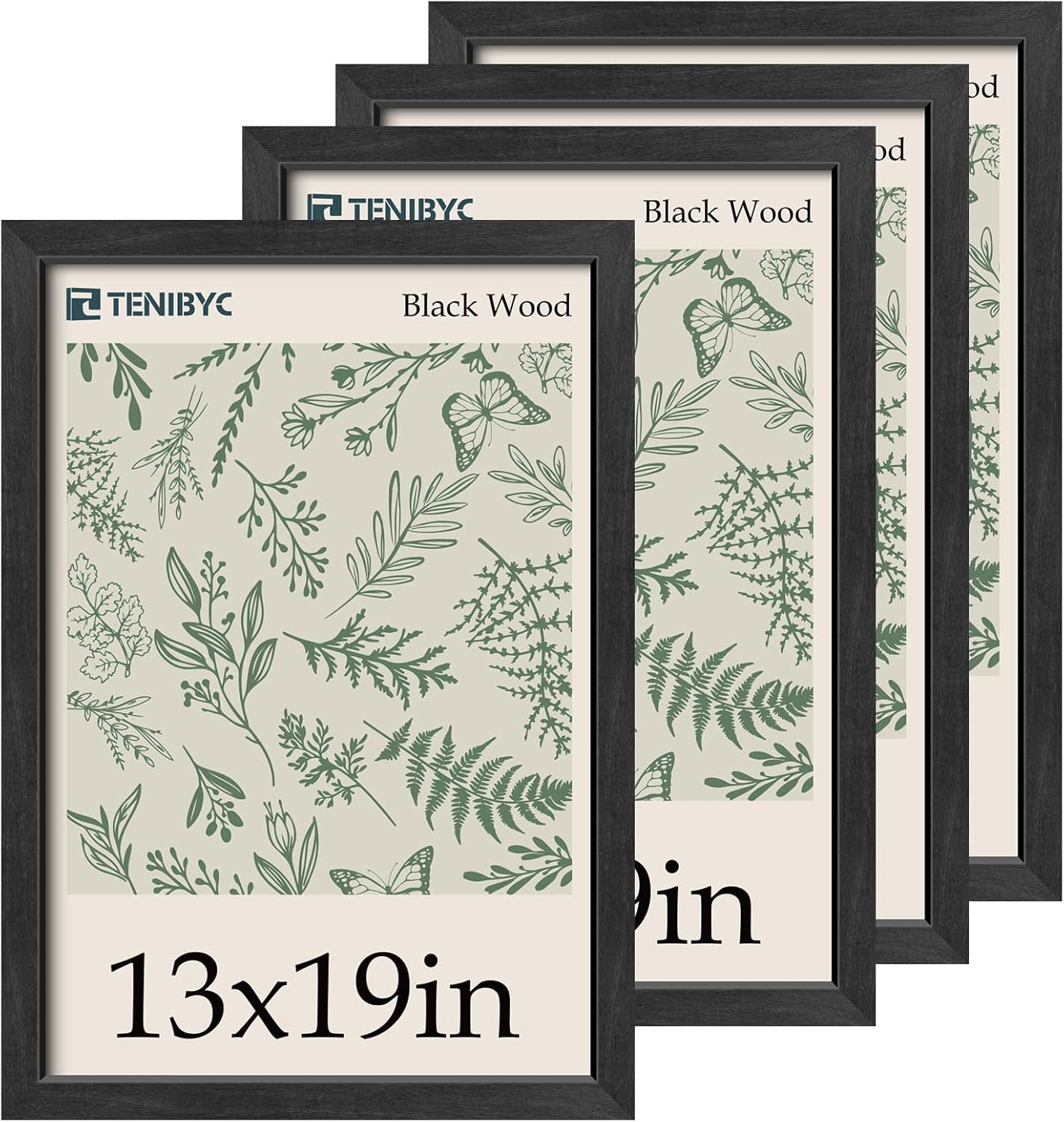 Elegant 13x19 Picture Frame 4 Pack with Tempered Glass Design