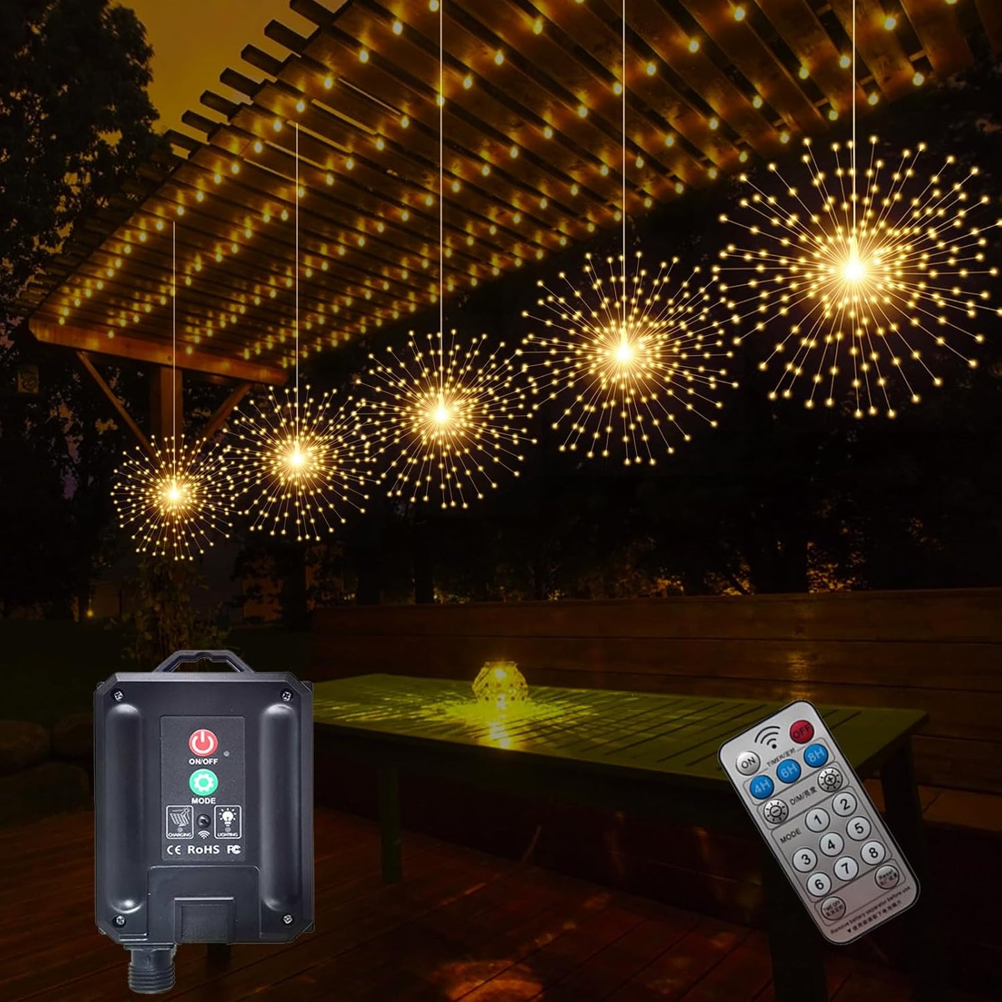 1000LED Solar Starburst Sphere Lights for Outdoor Decor