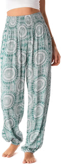 Lotus and Luna Women's Harem Pants High Waisted Flowy Boho Pants Shoes
