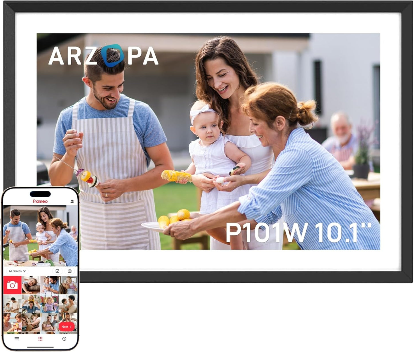 ARZOPA Frameo Digital Picture Frame 10.1 Inch Smart WiFi