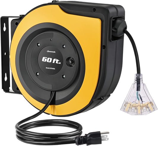 DEWENWILS 60 FT Heavy Duty Retractable Cord Reel for Garage
