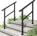 2 Pack 3 Step Hand Rails for Outdoor Steps - Sturdy Support