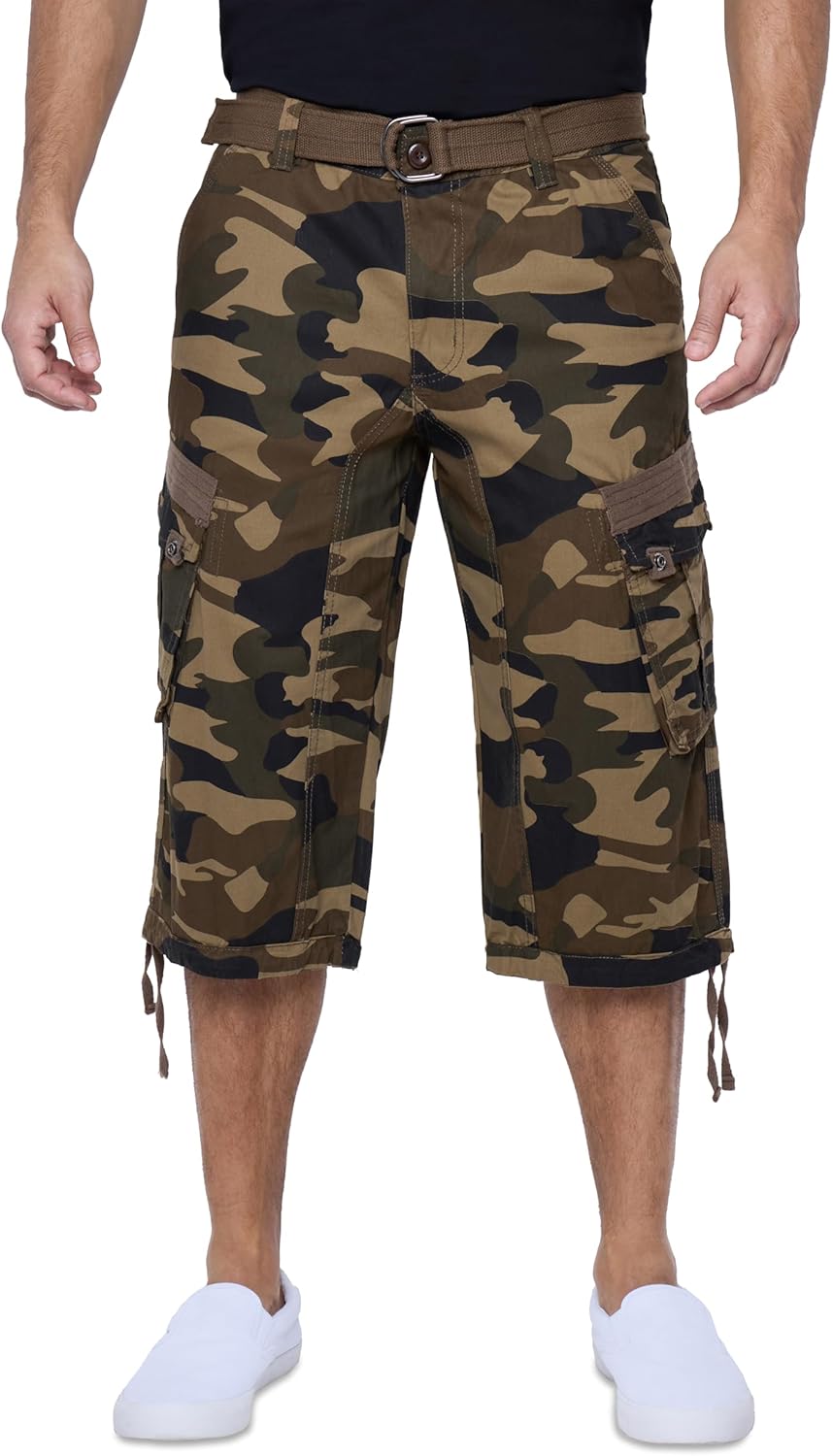 X RAY Men's Belted Long Cargo Shorts for Comfort and Style