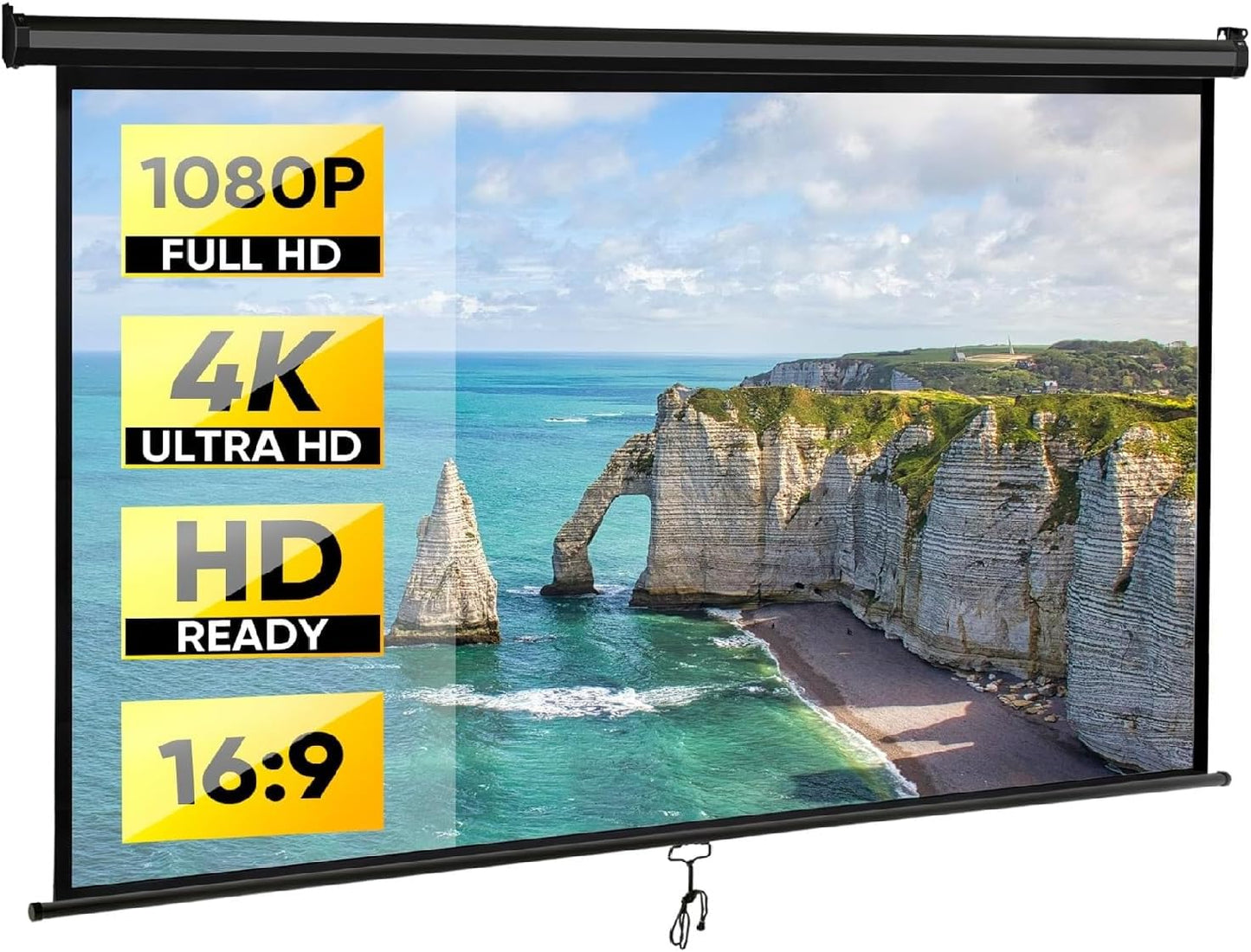 ZENY 80 HD Projector Screen - Roll Down, Portable Outdoor Movie Screen.