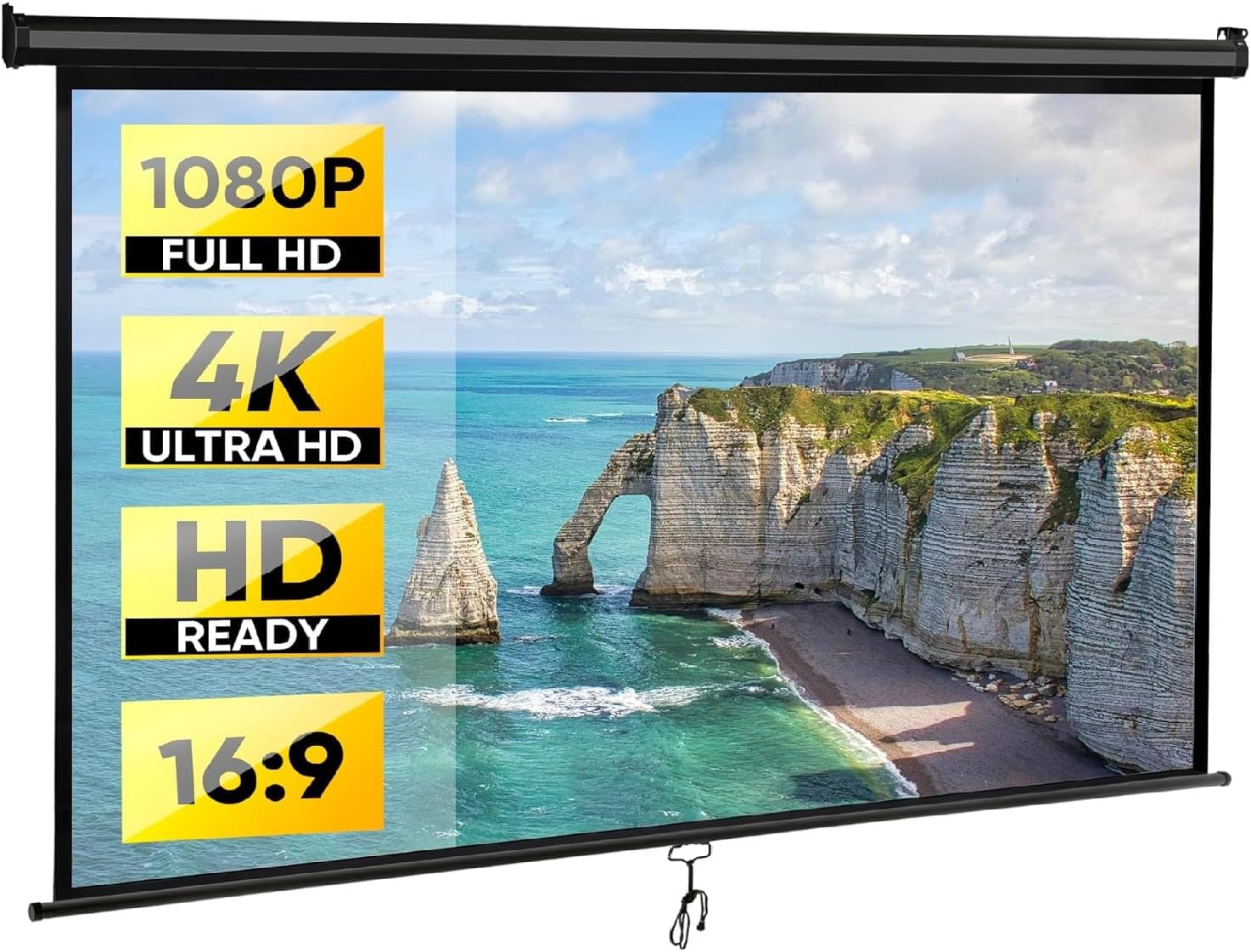 ZENY 80 HD Projector Screen - Roll Down, Portable Outdoor Movie Screen.