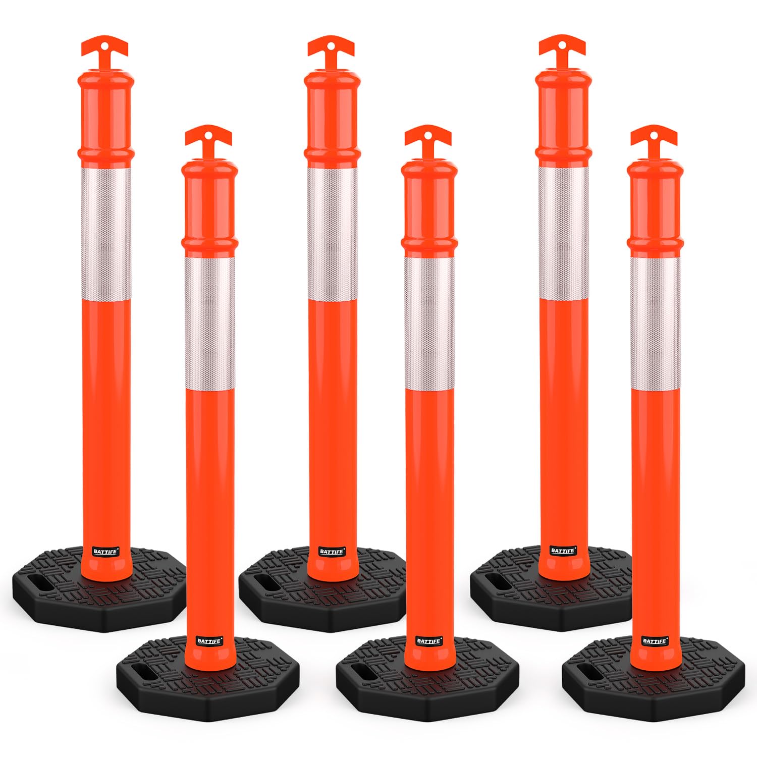 BATTIFE 45 in Traffic Delineator Post with Reflective Collar