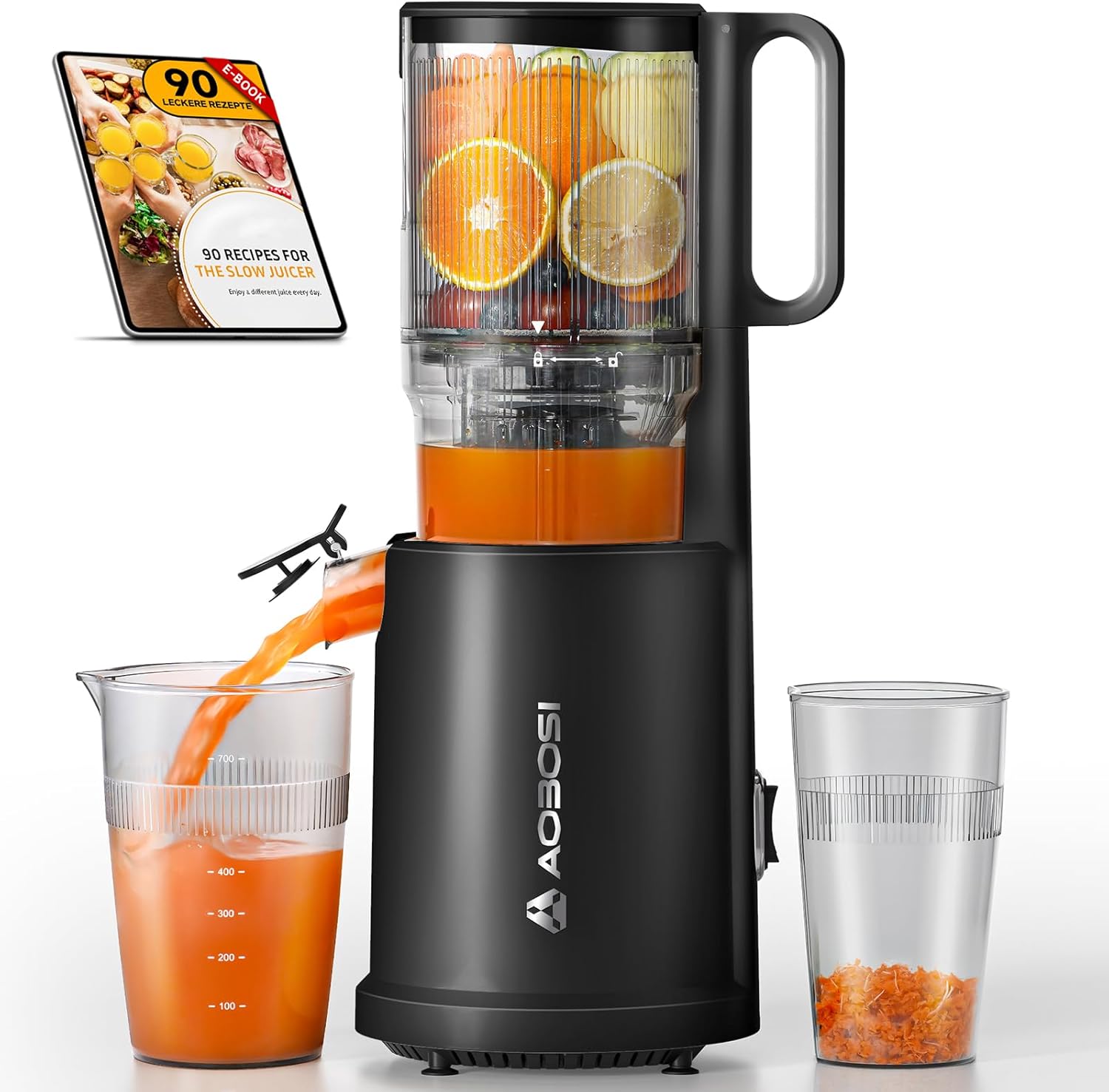 Cold Press Juicer Machines with 5.4in Wide Feed Chute for Juicing