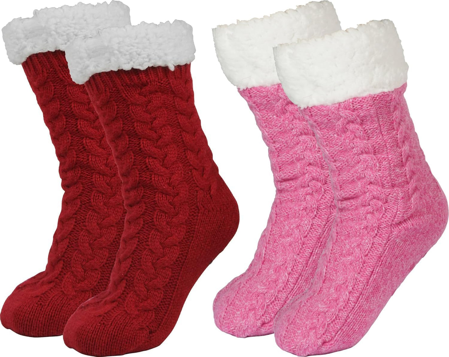 Warm Fuzzy Slipper Socks for Women with Non Slip Grippers