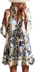 Summer Dresses for Women 2025 Flowy Ruffle 3/4 Sleeve Babydoll Mini