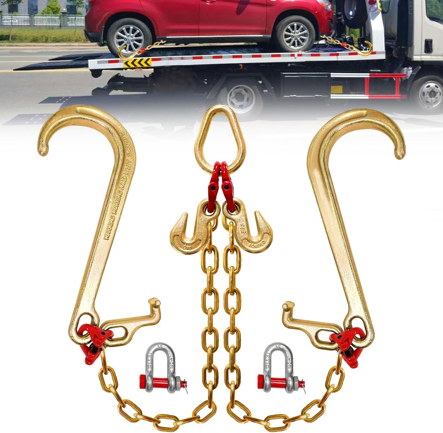 G80 V Bridle Chain for Towing with 5400 Lbs Load Limit