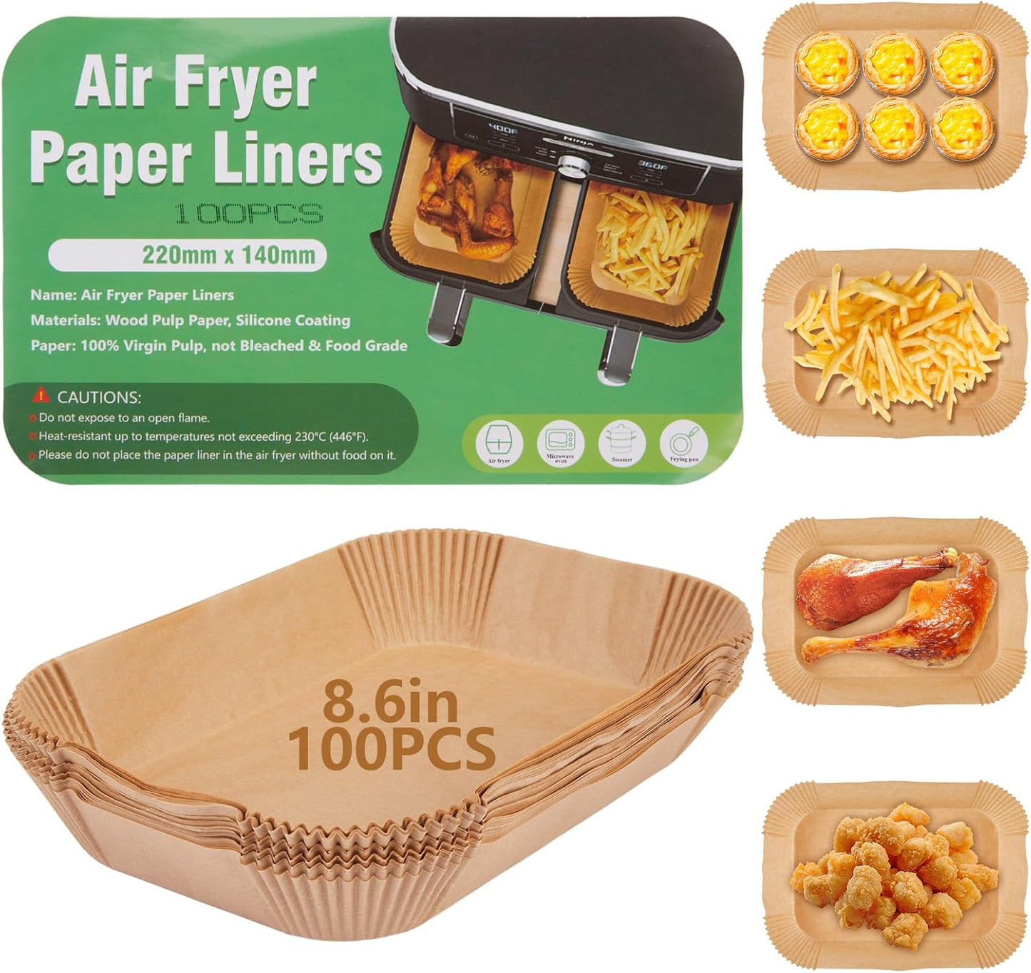 Ninja Air Fryer Liner: Non-Stick 100 Pcs