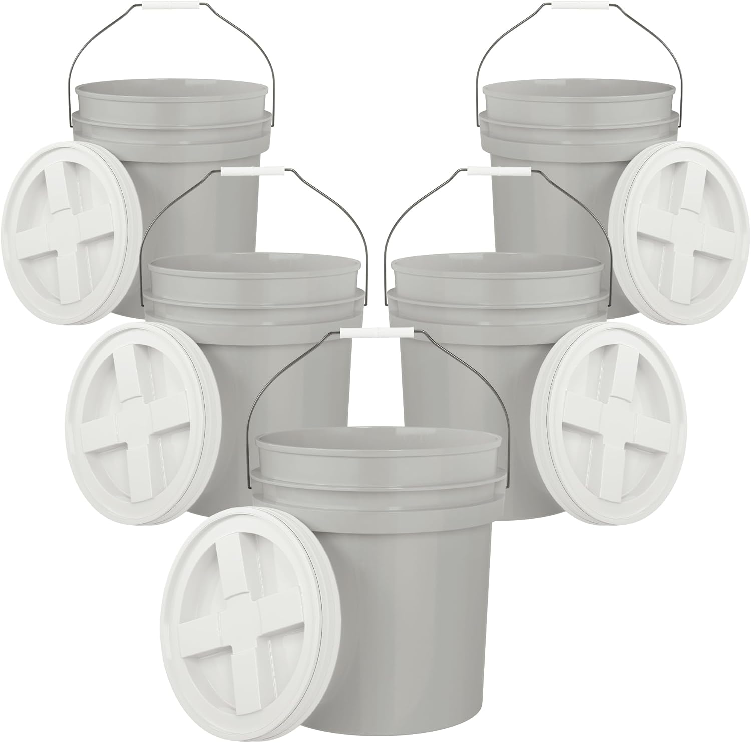 5-Gallon Grey Bucket Pail with Airtight Lid for Storage Needs