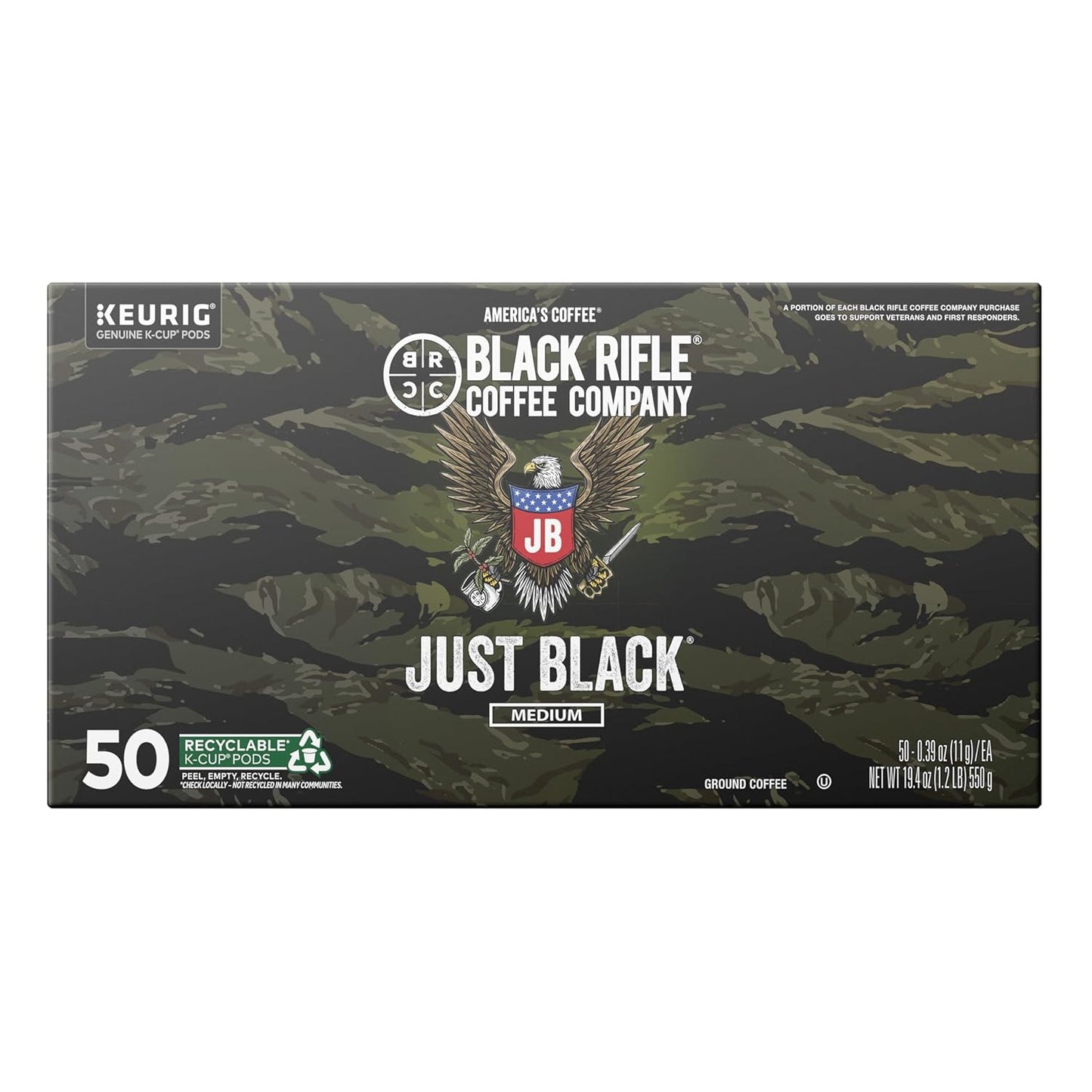 Black Rifle Coffee Company Just Black Medium Roast K Cups 50 Count