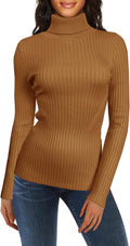 Turtleneck Ribbed Sweaters for Women - Stretchy Viscose Slim Fit