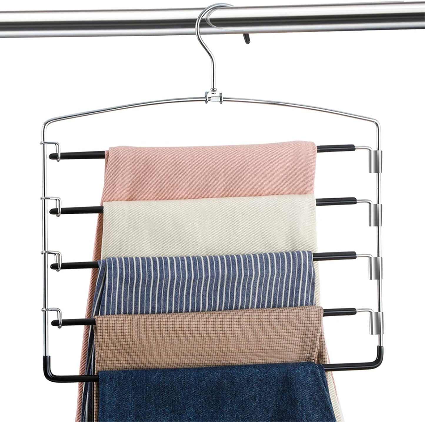 Space Saving Pants Hangers Non Slip 6 Pack for Jeans and More