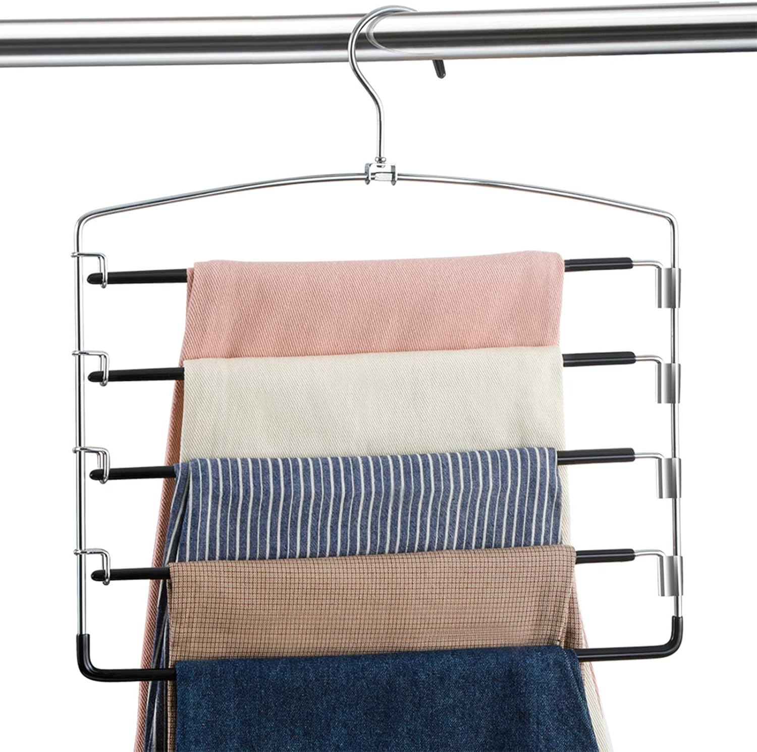 Space Saving Pants Hangers Non Slip 6 Pack for Jeans and More