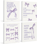 Coquette Purple Bow Canvas Wall Art Decor for Teen Girls