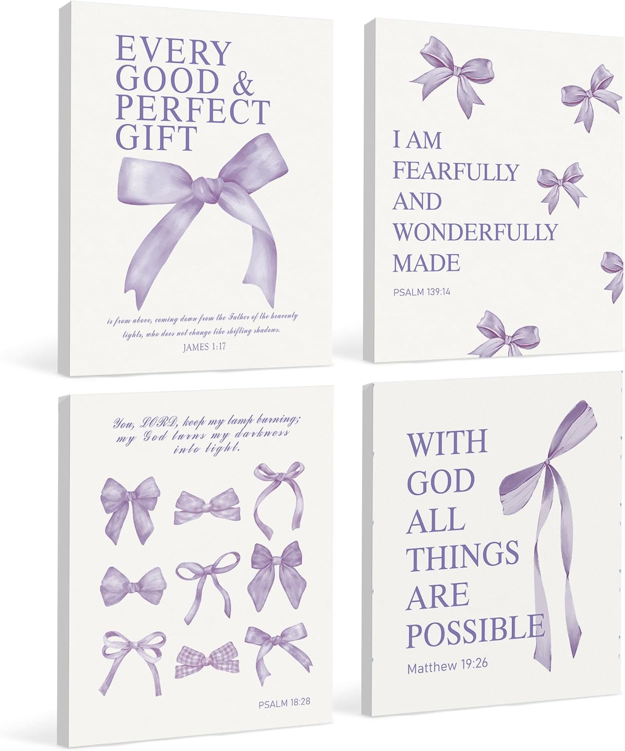 Coquette Purple Bow Canvas Wall Art Decor for Teen Girls