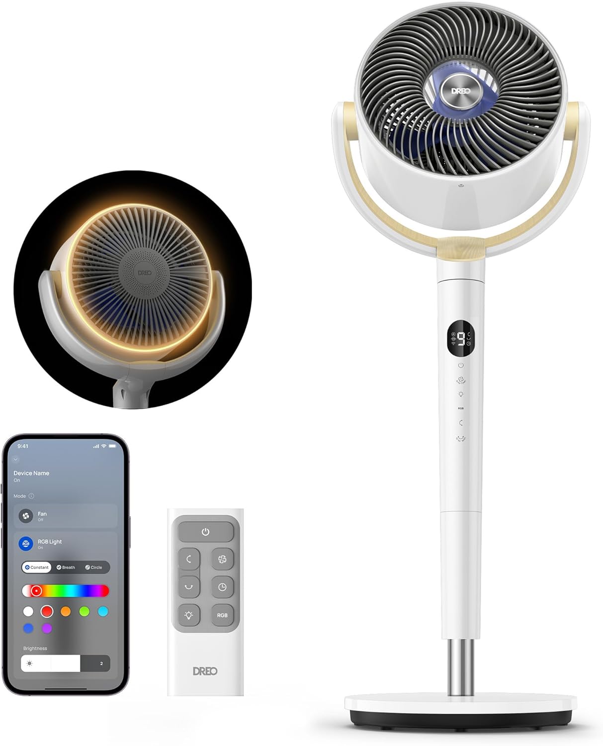 Dreo Smart Fan for Bedroom with 120-Degree Oscillation Power