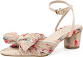 Women's Bow Knot Heeled Sandals - Chunky Heels for Weddings