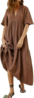 R.Vivimos Womens Summer Cotton Flowy Maxi Dress - Boho Beach Staple Is