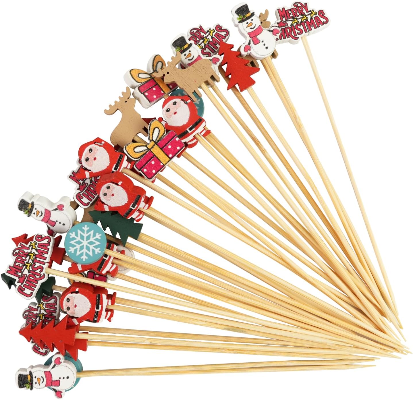 Bamboo Merry Christmas Cocktail Picks - 100PCS
