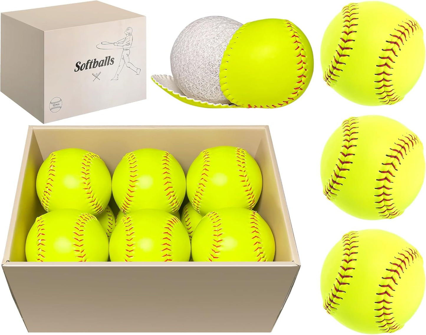 Sports Practice Softballs - Official 12-Inch Slowpitch Balls